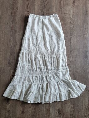 Edme & Esyllte Beige Tiered Maxi Skirt